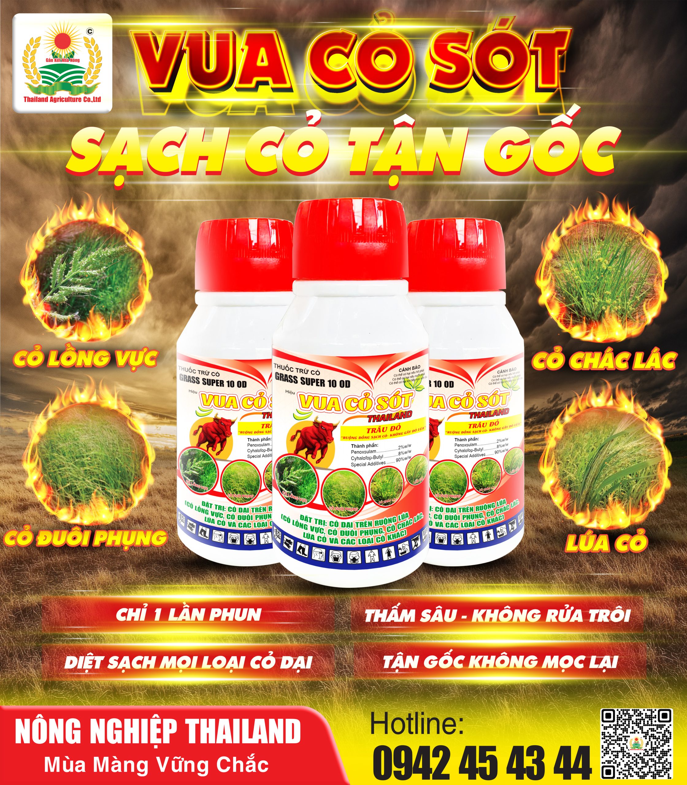 THUỐC TRỪ CỎ GRASS SUPER 10OD - hiệu VUA CỎ SÓT