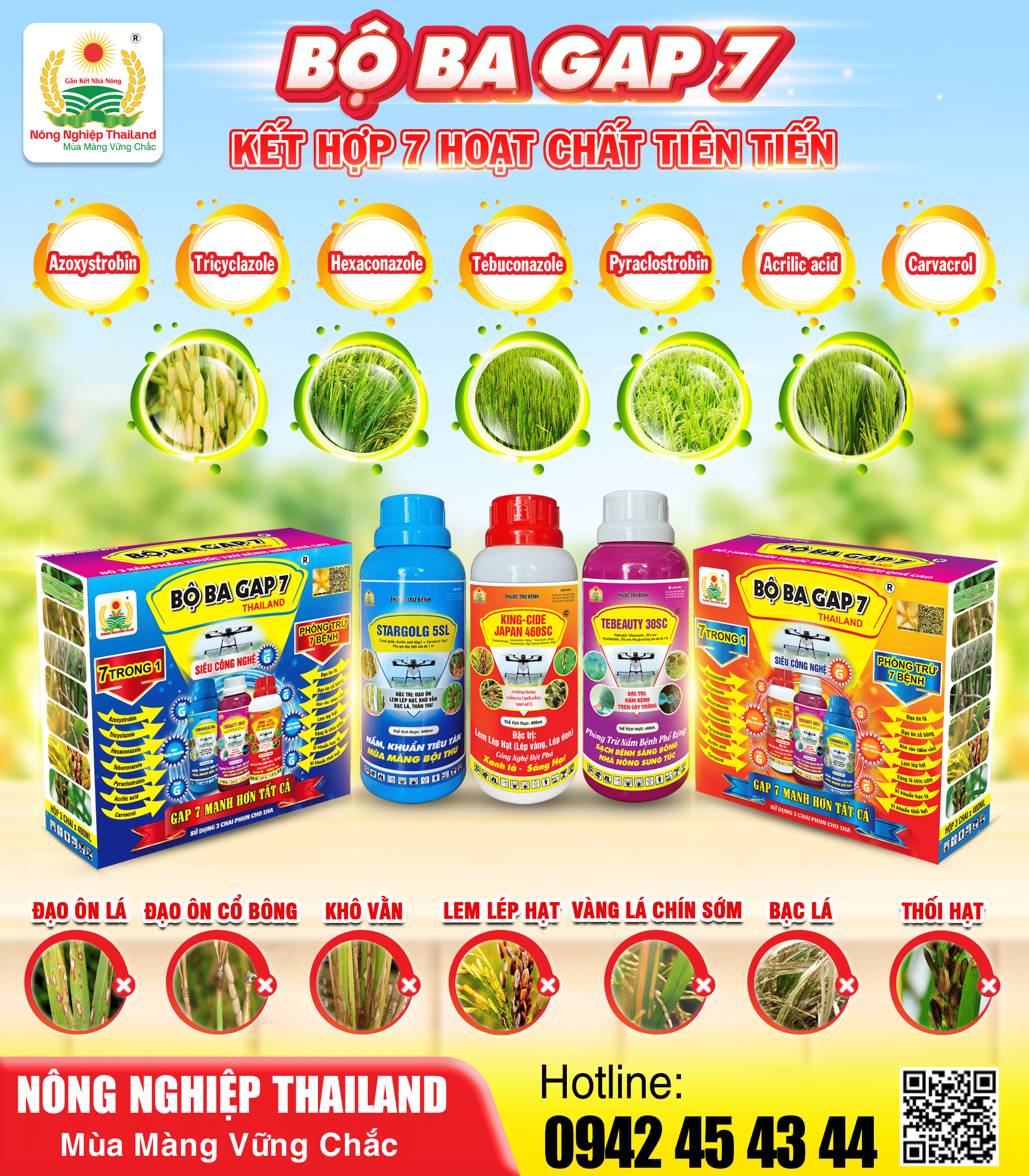 THUỐC TRỪ BỆNH - SUPER COMBO BỘ 3 GAP 7 - số 1 cho lúa