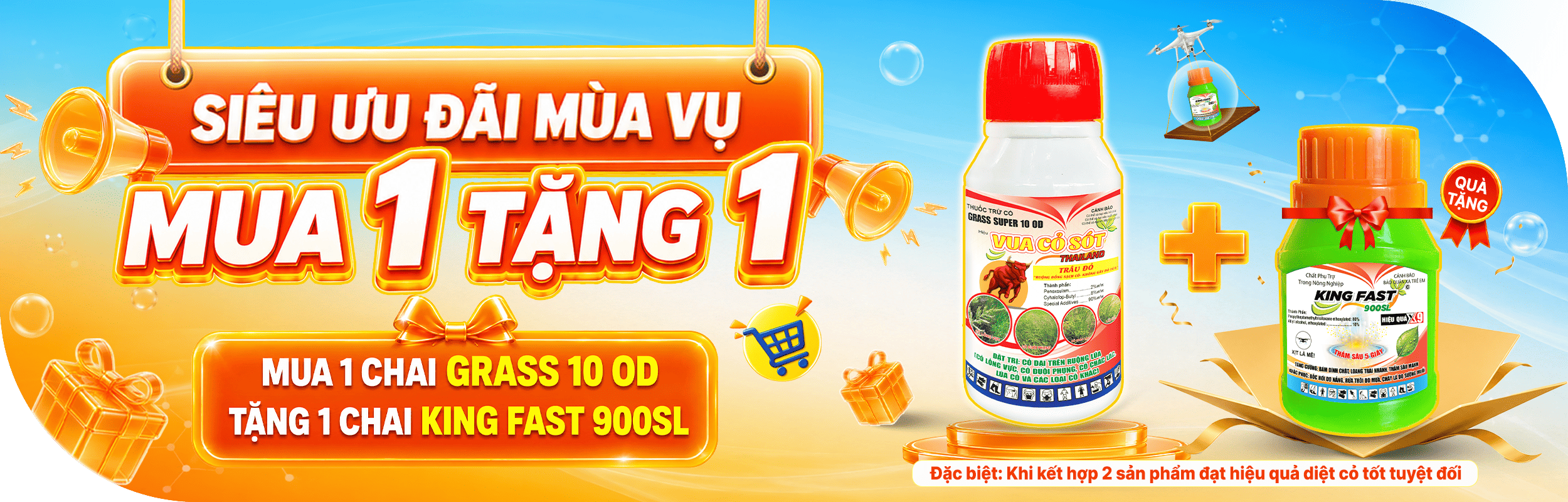 [SIÊU ƯU ĐÃI] Mua 1 Vua Cỏ Sót Tặng 1 King Fast 900SL Diệt Cỏ Tận Gốc - Công Ty Nông Nghiệp Thailand