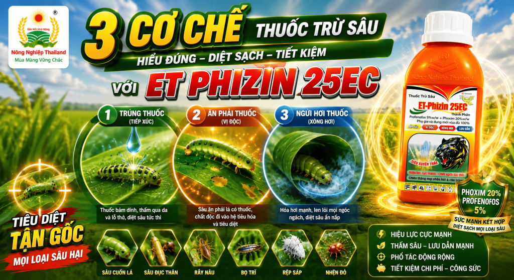 3 Cơ Chế Thuốc Trừ Sâu Phổ Biến & Giải Pháp ET Phizin 25EC