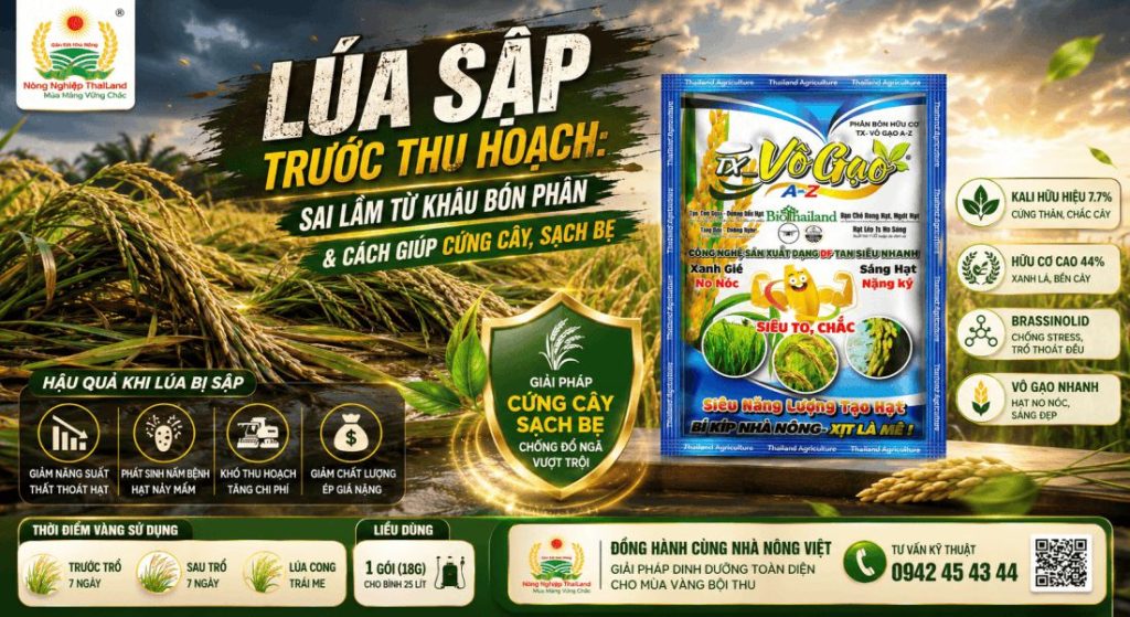 Lúa Sập Trước Thu Hoạch: Sai Lầm Từ Khâu Bón Phân & Cách Giúp Cứng Cây, Sạch Bẹ