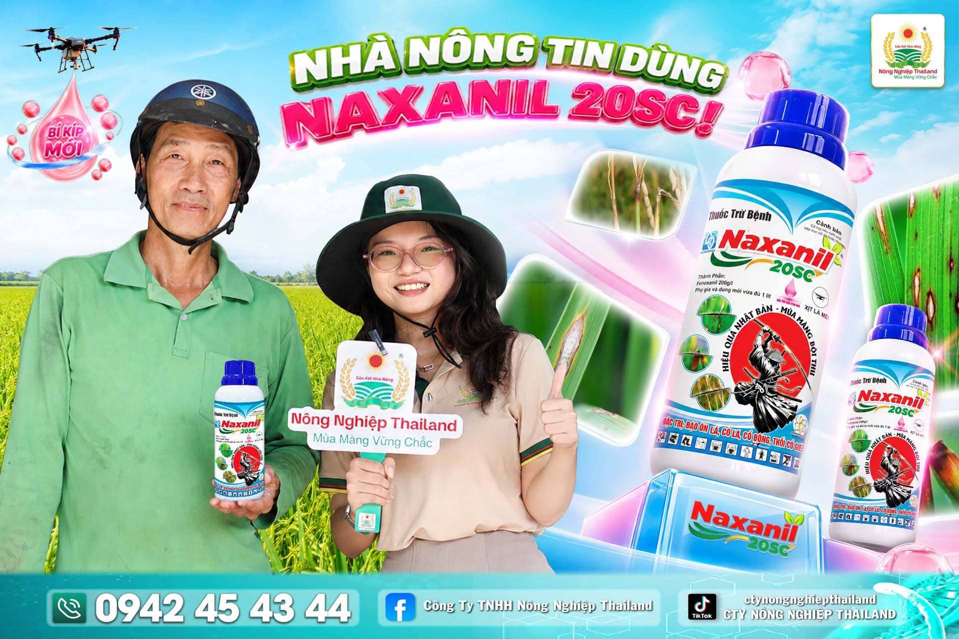 Thuốc đặc trị đạo ôn Naxanil 20SC nước hồng.